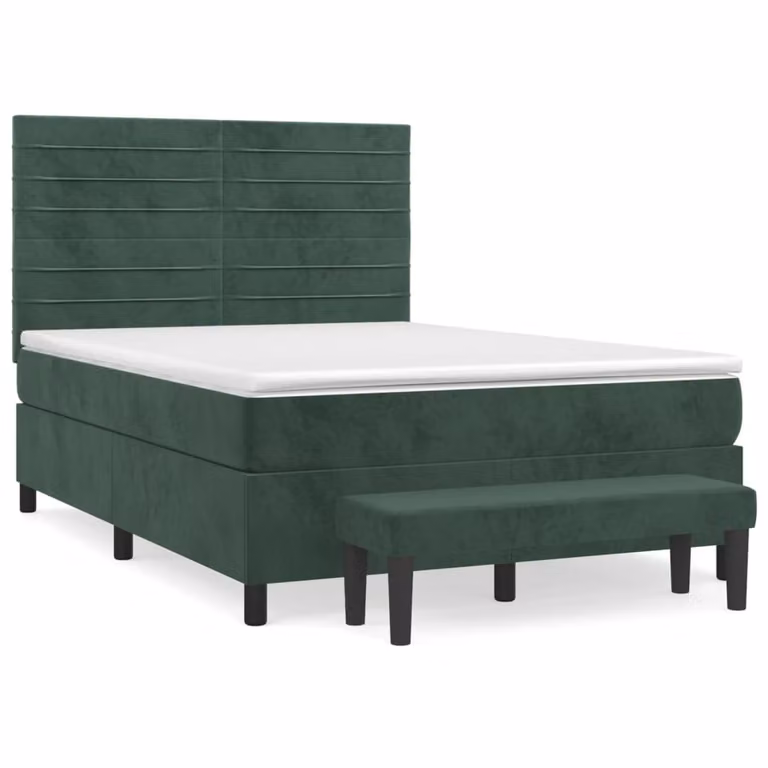 Giroletto a Molle con Materasso Verde Scuro 140x200 cm Velluto