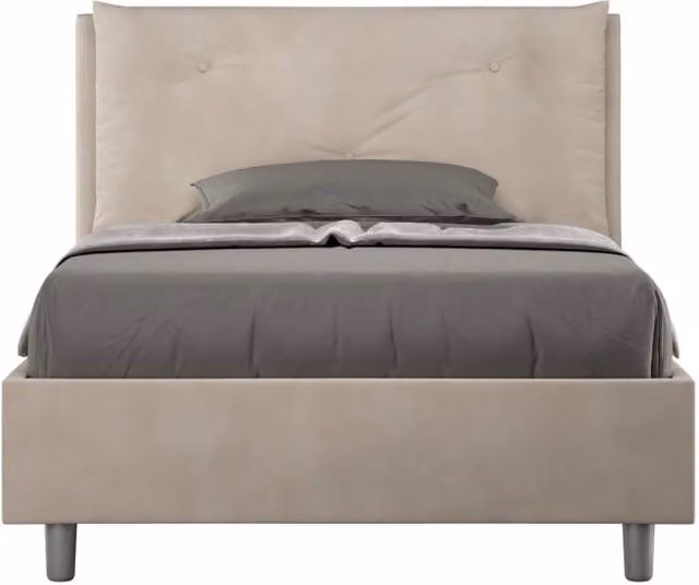 Letto una piazza e mezza senza rete imbottito 130x200 microfibra sabbia Appia Large