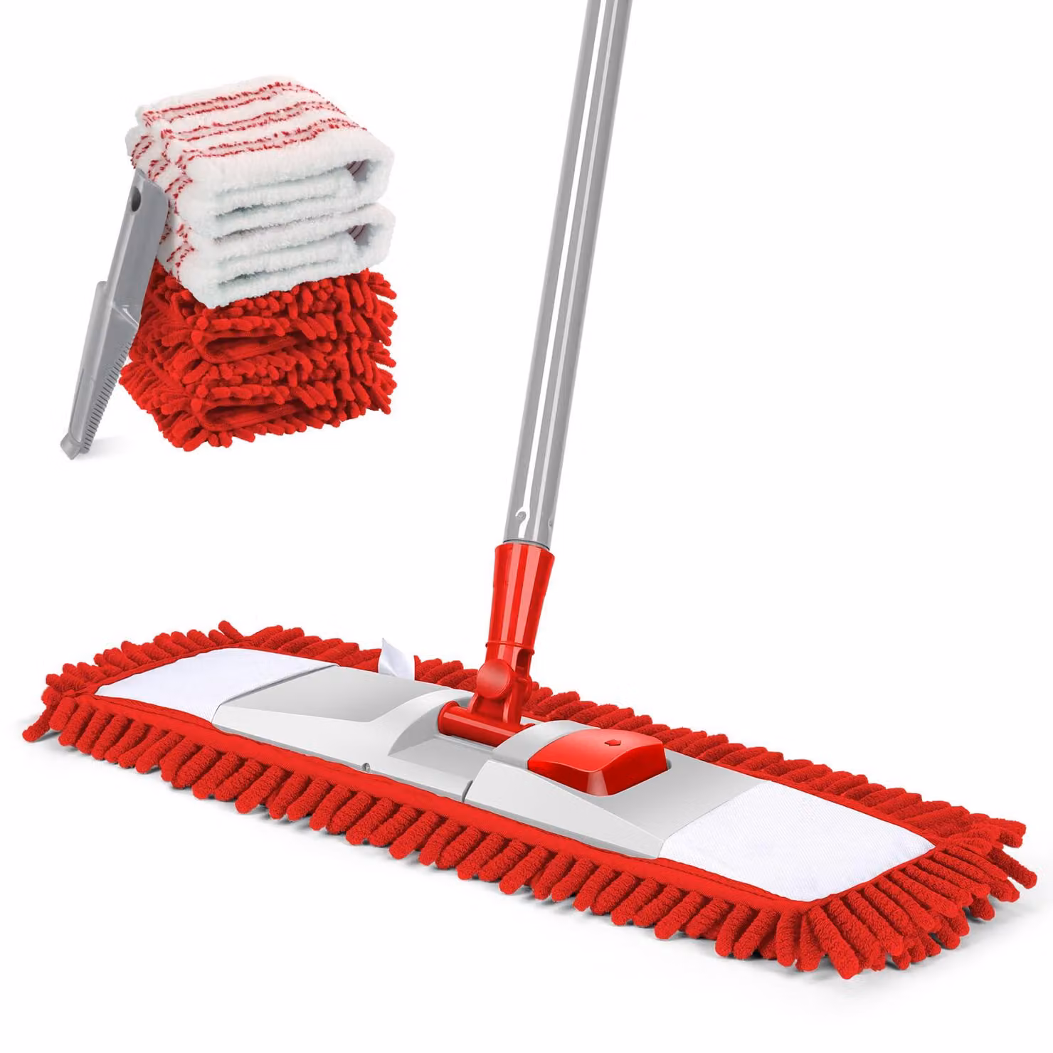Set di panni in microfibra per la pulizia a secco, composto da 4 pezzi, lunghezza 128 cm, realizzati in tessuto di ciniglia e dotati di raschietto