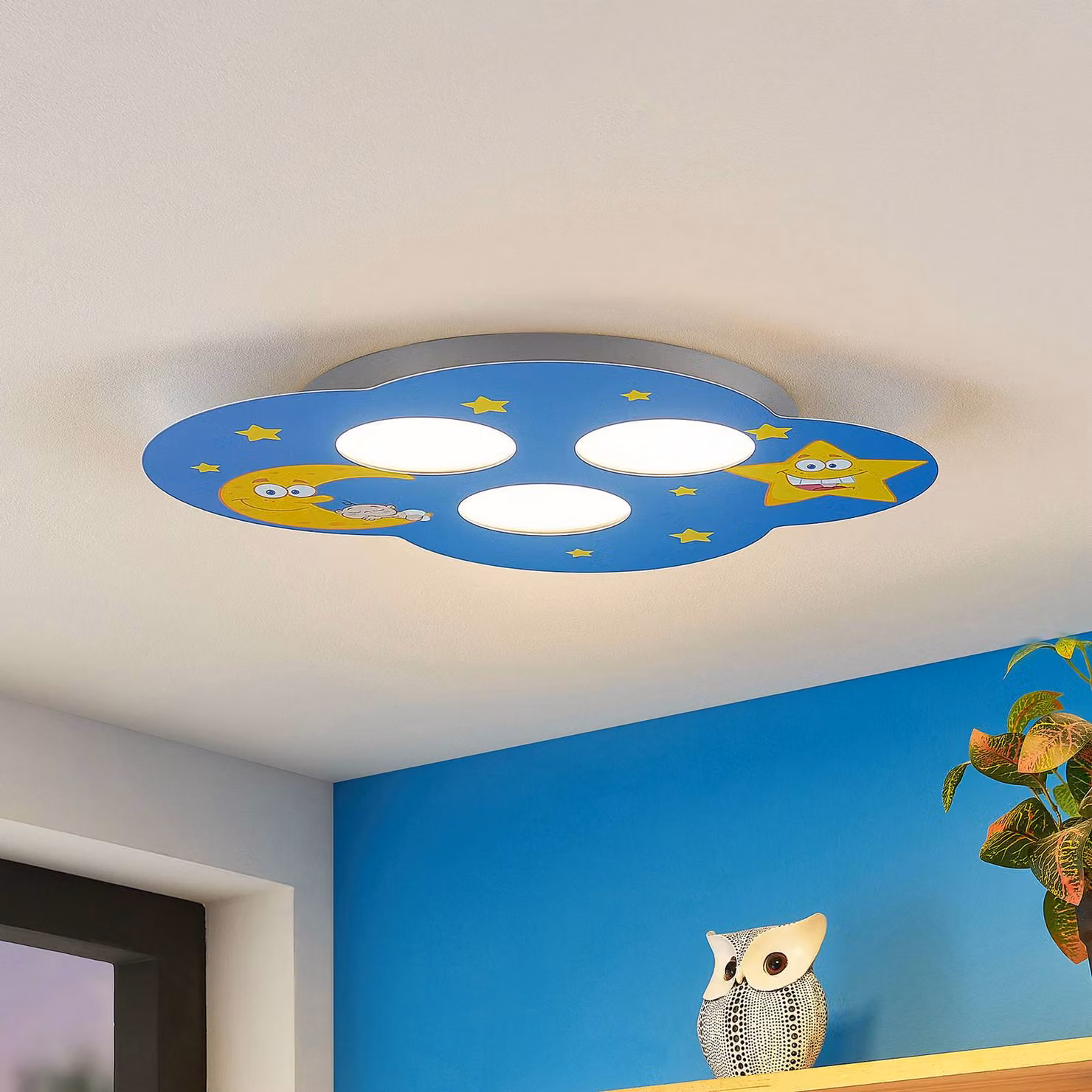 Plafoniera Thorke Lindby, dimmerabile, Blu, Cameretta, Metallo, Plafoniera