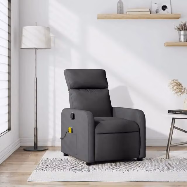Poltrona Reclinabile Relax vidaXL in Tessuto Grigio con Braccioli e Regolazione Manuale