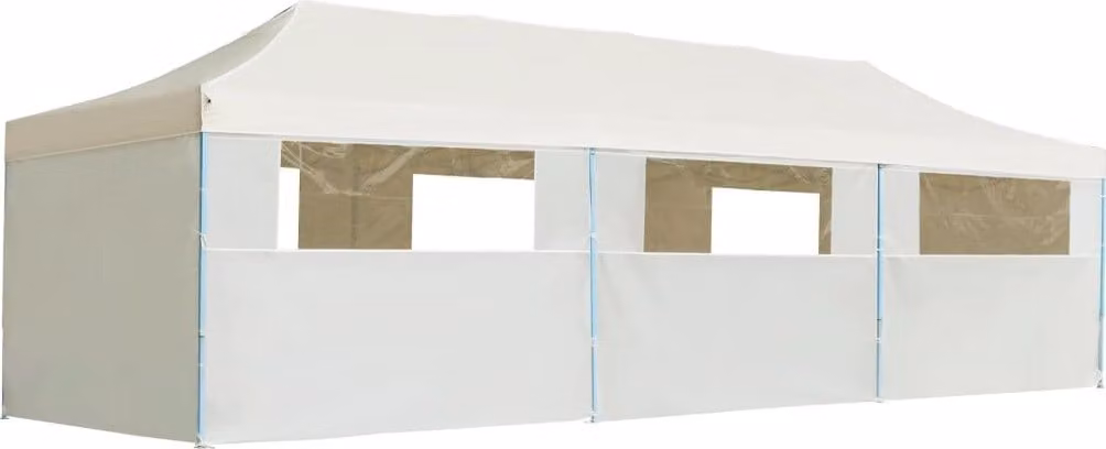 The Living Store Tenda pieghevole per feste Pop-Up con 8 pareti laterali 3 x 9 m Crema
