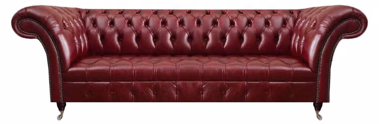 Dunkelrote Chesterfield Couch Wohnzimmer Ledersofa Stilvolle Sitzmöbel