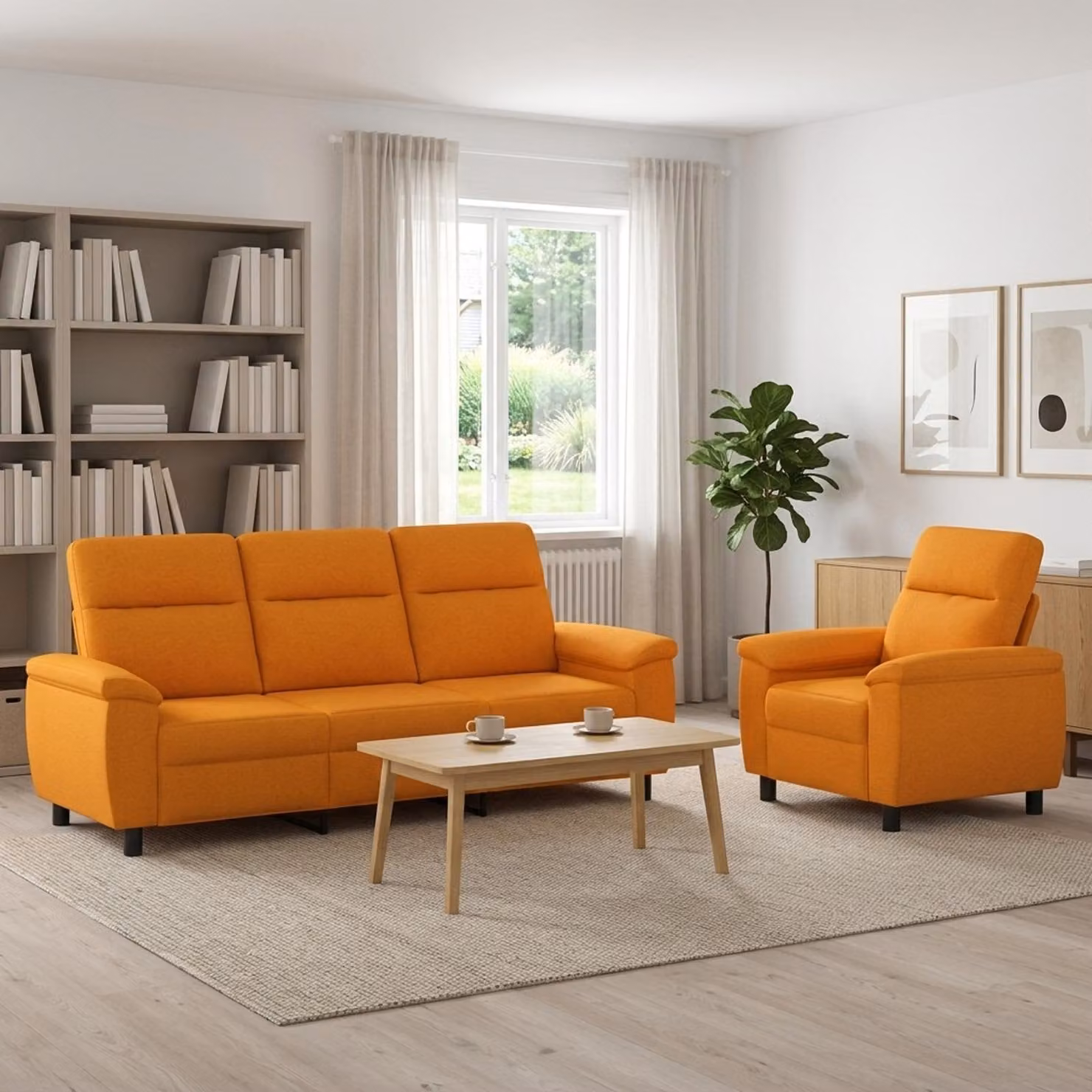 Set di 2 divani moderni vidaXL in tessuto giallo scuro con struttura in metallo per il tuo soggiorno