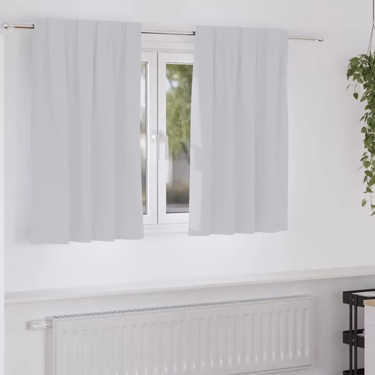 Set di 2 tende blackout vidaXL con anelli in poliestere, colore grigio, L 140 cm x H 140 cm