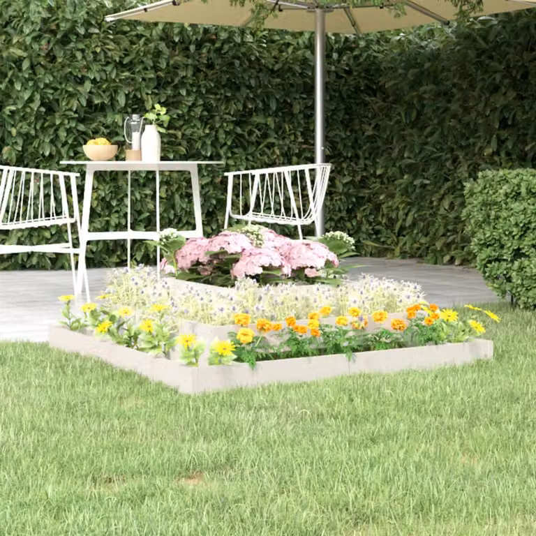 Fioriera bianca vidaXL in legno di pino per orto o giardino ornamentale L: 110 cm, P: 110 cm, H: 27 cm