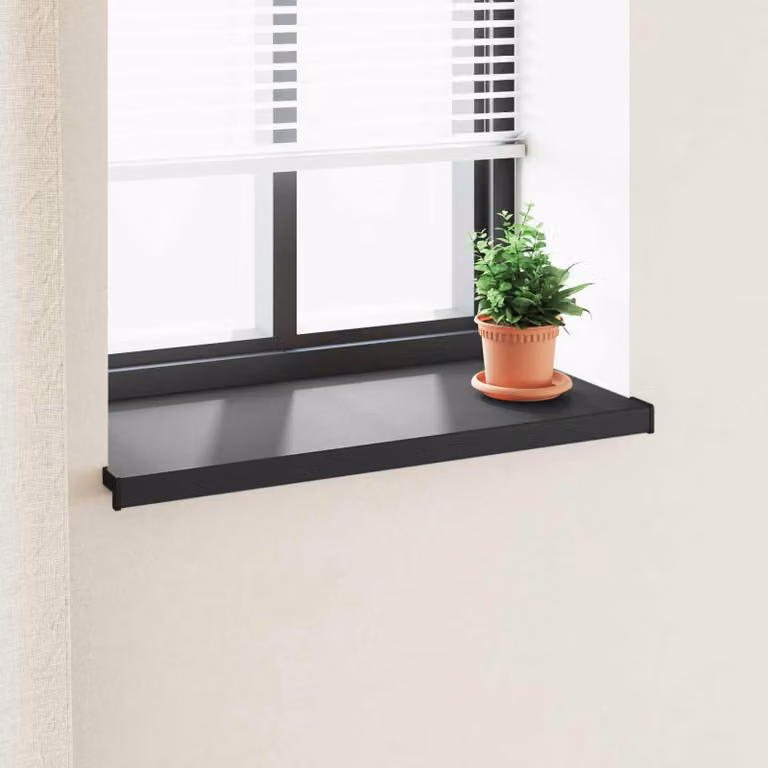 Soglia della finestra vidaXL in PVC nero con venature del legno