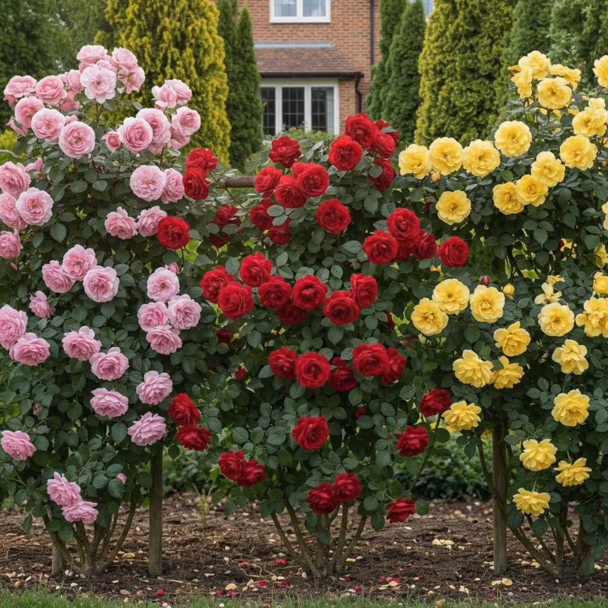 Rose rampicanti Metanoia / Musimara / Indigo - 3 piante - Perenni resistenti al freddo - Vere rose olandesi - Ideali per muri, archi e recinzioni (senza semi, non artificiali)