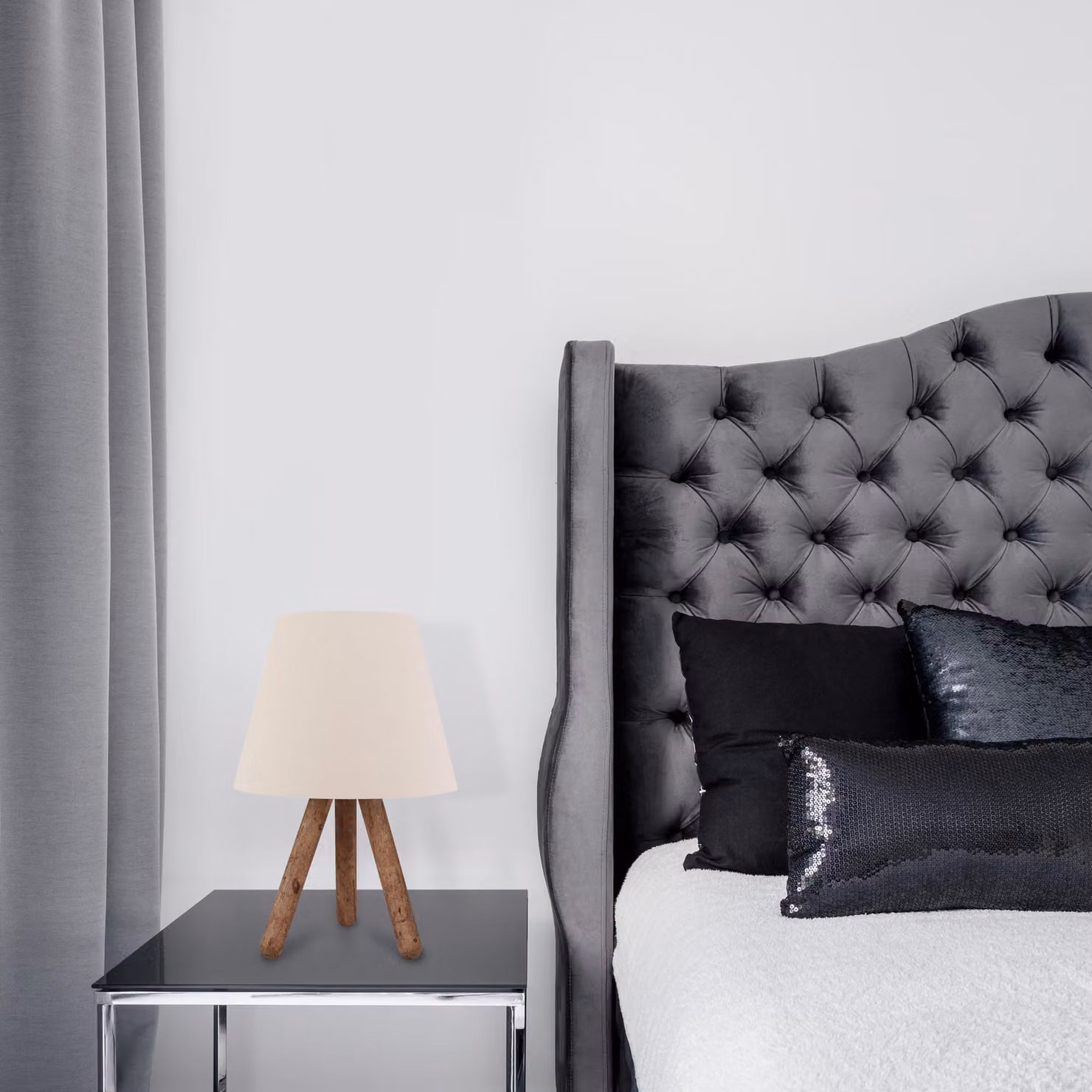 Opviq, AYD- AYDAXL, bianco, colore noce, lampade da comodino, 22 x 33 cm, 70% faggio / 30% tessuto PVC