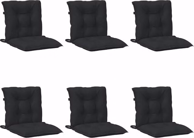 Set di Cuscini per Sedia Bassa 6 pz | Cuscini per sedie Melange Nero