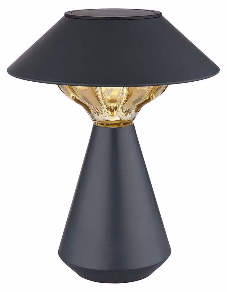 Lampada da tavolo solare a LED, metallo antracite, H 23 cm