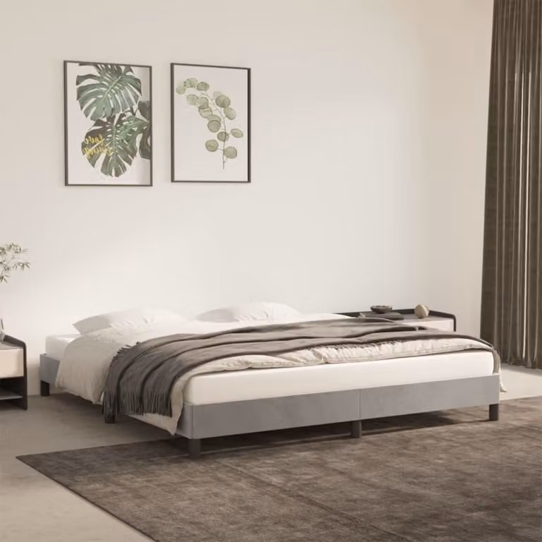 The Living Store Struttura letto grigio chiaro 160x200 cm in velluto