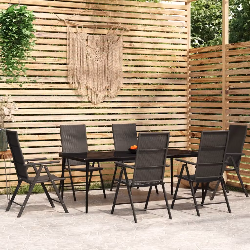 Maison Exclusive - Set da pranzo da giardino 7 pezzi nero