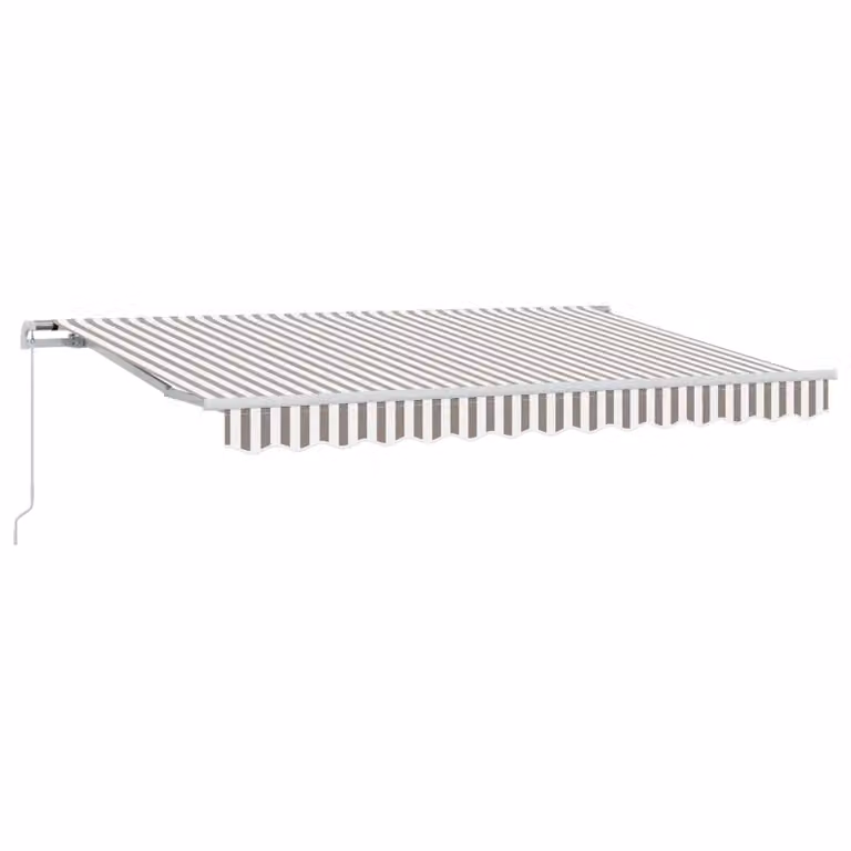 Set di 2 tende retrattili con bracci pieghevoli vidaXL in alluminio e poliestere, Grigio chiaro e bianco, L: 350 cm x P: 250 cm