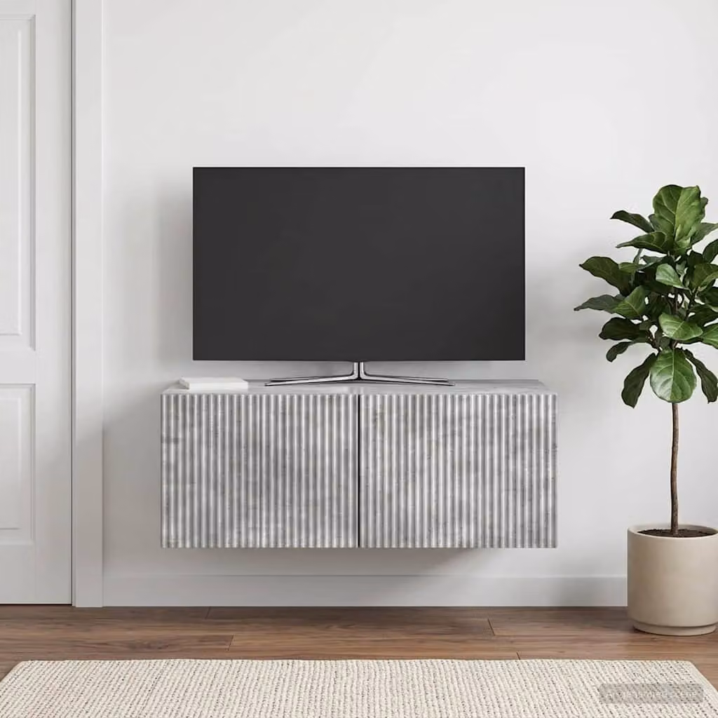 vidaXL Mobile Porta TV da Muro Moderno in MDF Grigio, L 78,5 cm x P 41 cm x H 30 cm