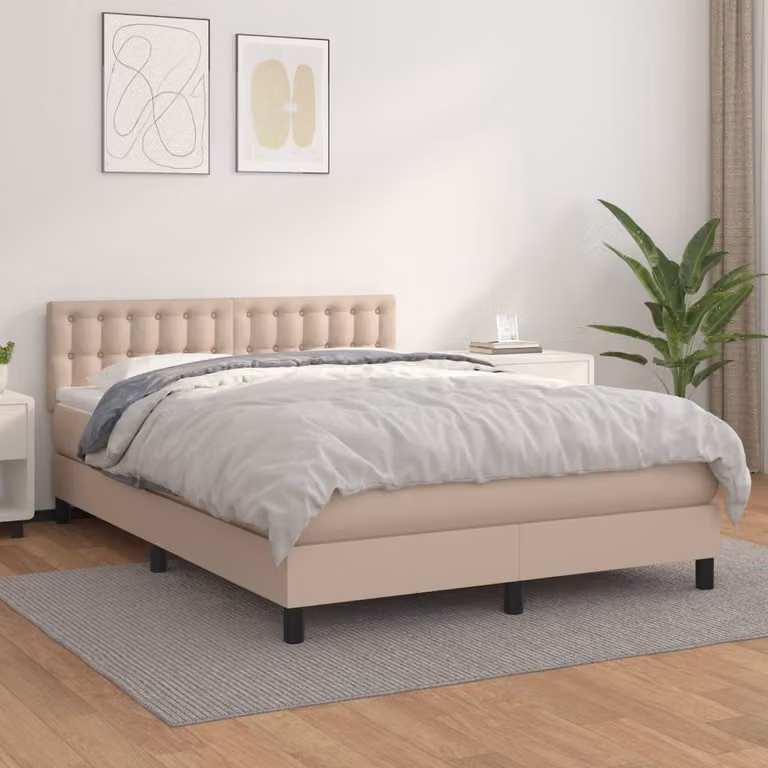 Maison Exclusive - Giroletto a Molle con Materasso Cappuccino 140x190cm Pelle finta