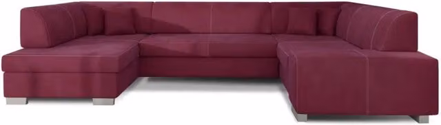 Divano panoramico a U HAVANE MEUBLORAMA rosa, convertibile 6 posti con funzione letto e seduta sollevabile – 1