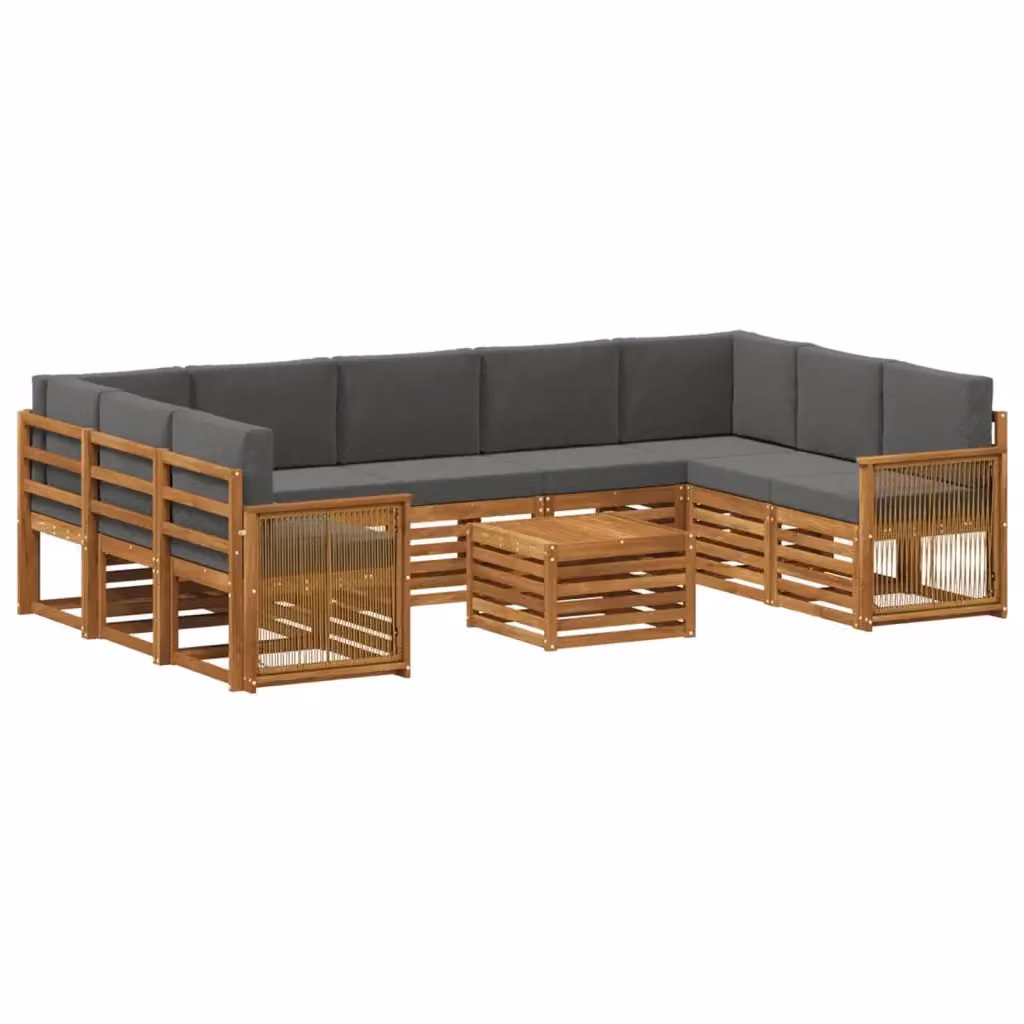 Set di divani da esterno moderno vidaXL in legno di acacia con cuscini inclusi, colore antracite e beige – 2