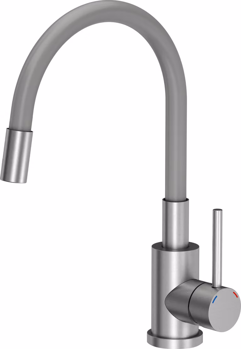 VBChome Rubinetto per lavello Grigio Inox Flessibile Rotante a 360° Acciaio inossidabile spazzolato Rubinetto da cucina Rubinetto da cucina Miscelatore monocomando per lavello Miscelatore per lavello Flessibile