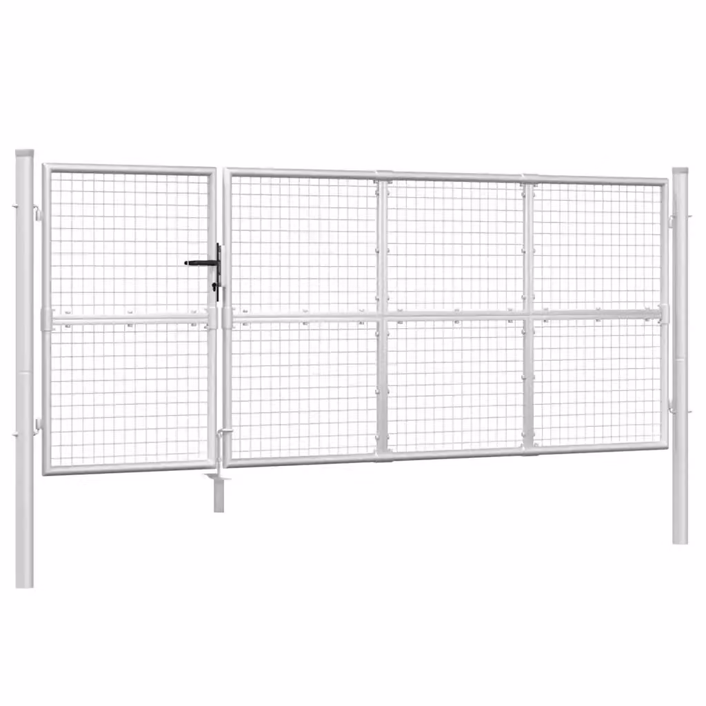 Cancello da giardino a battente vidaXL in acciaio zincato argento L: 350 cm, H: 125 cm – 2