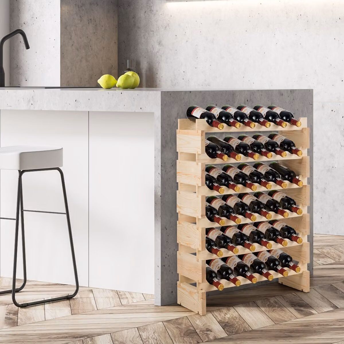 Set di 2 porta bottiglie Costway in legno naturale marrone con 6 livelli per 36 bottiglie di vino