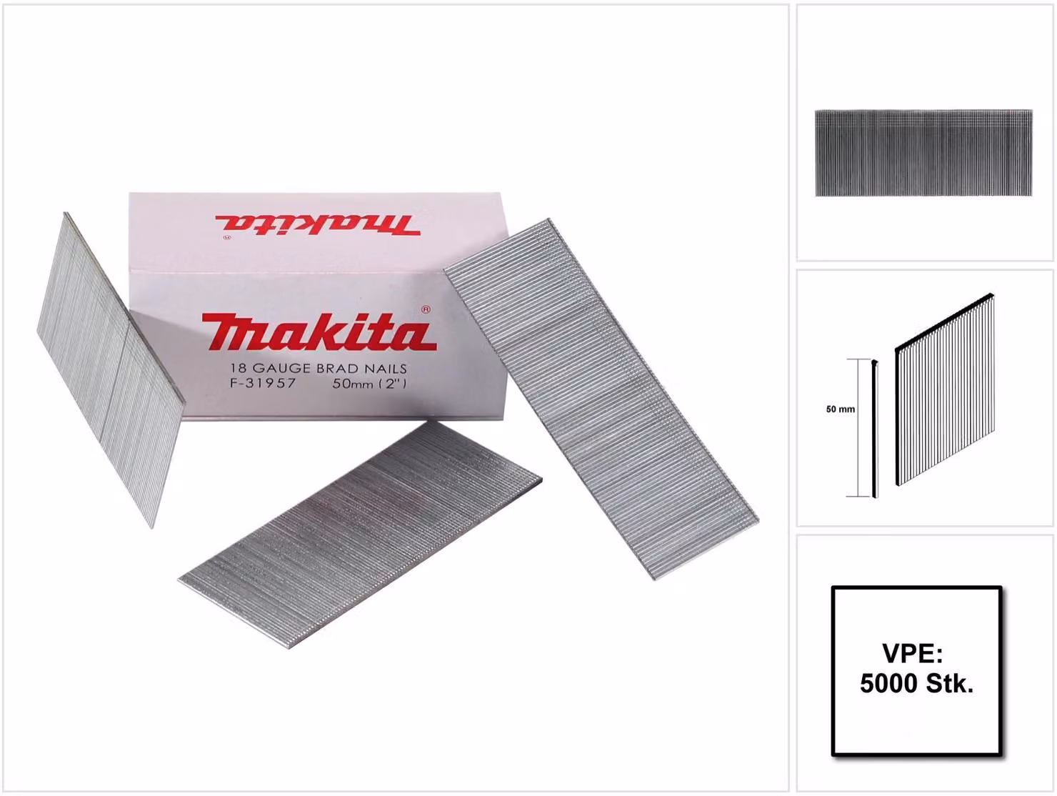 Makita Groppini 50 mm / zincati - 5000 pz. ( F-31957 ) per Chiodatrici Makita DBN500/AF505/AF506