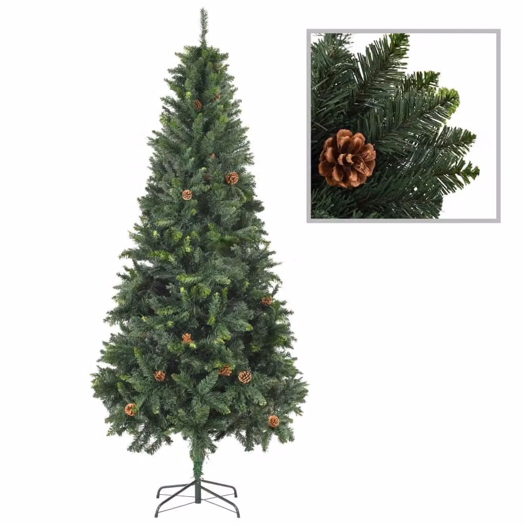 The Living Store Albero di Natale artificiale con pigne verde 210 cm
