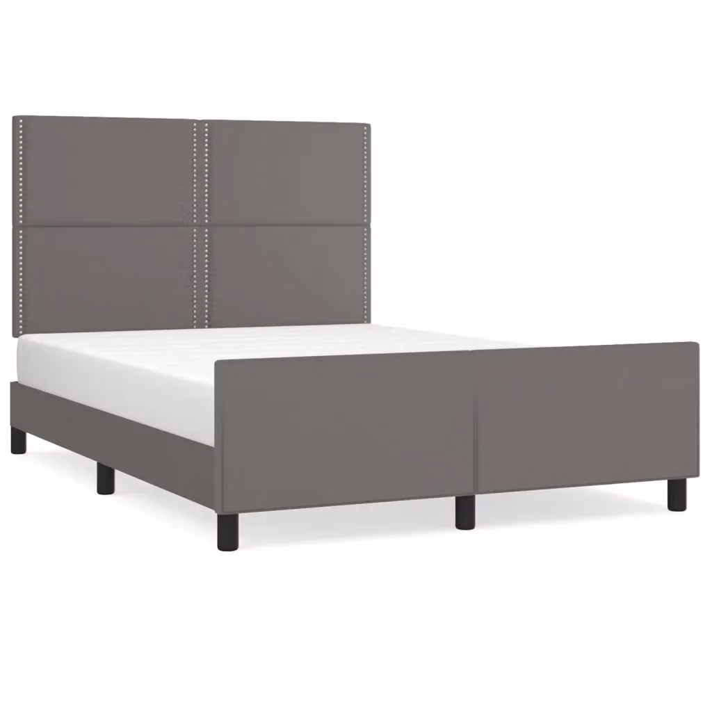 Letto con Testiera in Similpelle Grigio vidaXL L/P/H: 140 x 200 x 146 cm – 2