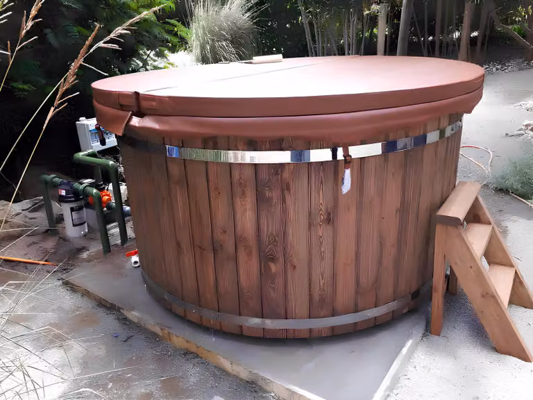 Whirlpool Badefass Holzbottich Externer Garten Fass Bad Thermoholz Ofen