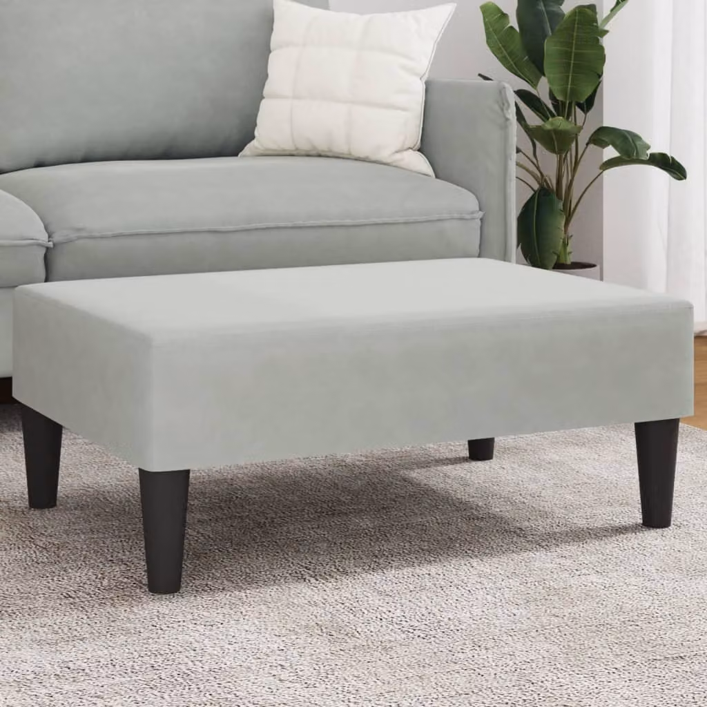 Poggiapiedi vidaXL in velluto grigio per soggiorno L: 77 cm, P: 55 cm, H: 31 cm