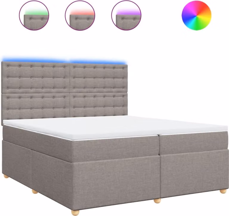 Letto a molle con materasso Taupe 200x200 cm in tessuto