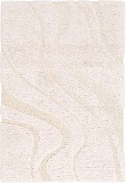Tappeto interno shaggy motivo con rilievo crema