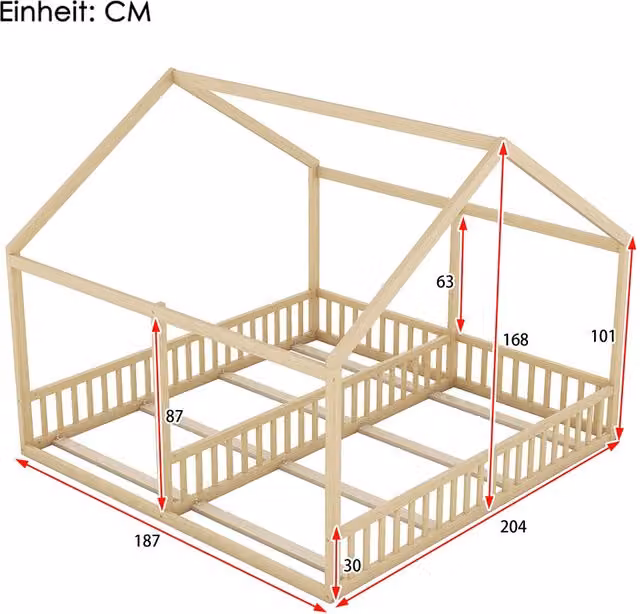Letto a castello per bambini - Xylo - 90x200 cm - Modello casa 2 in 1