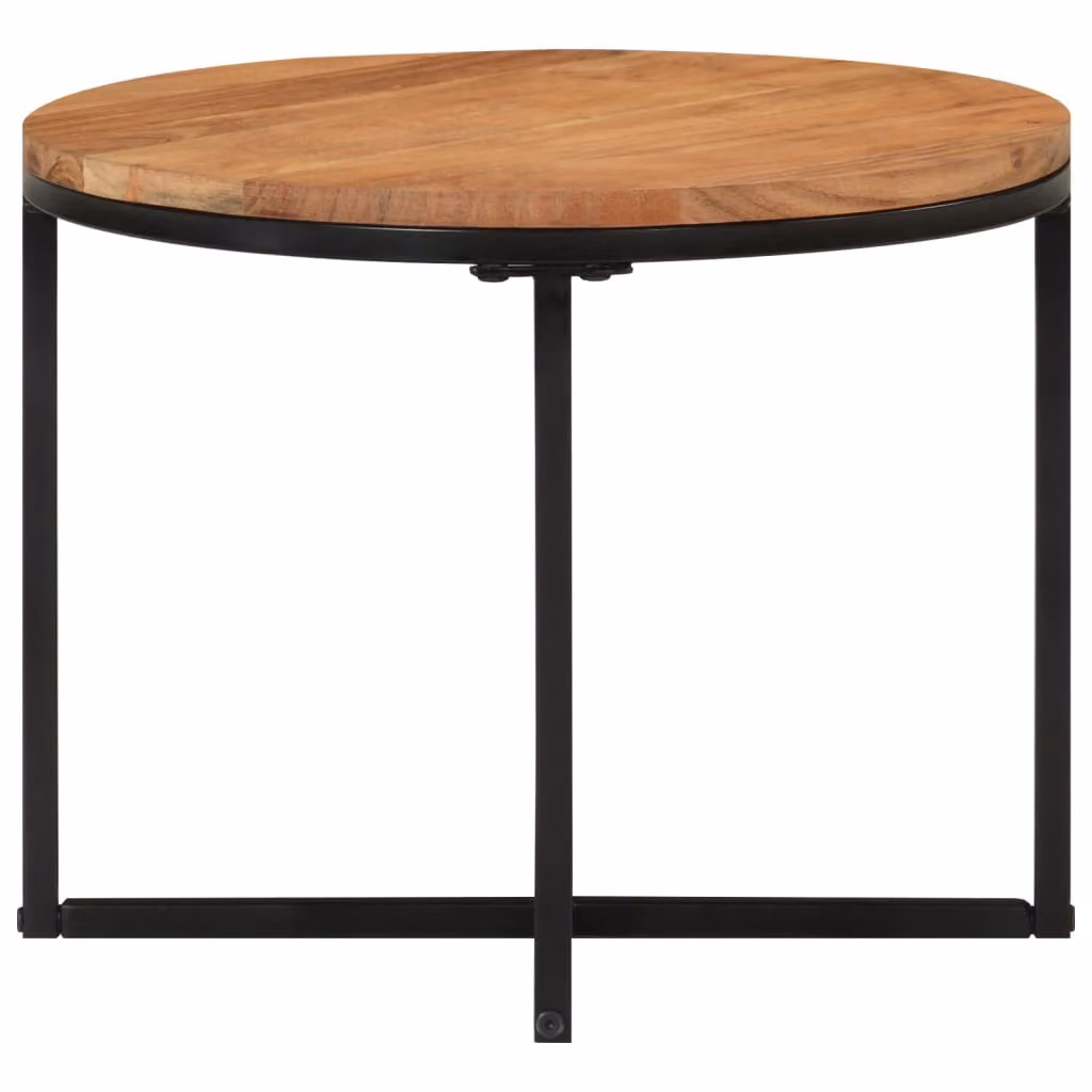 Tavolino Salotto 45x45x35cm in Legno Massello di Acacia e Ferro