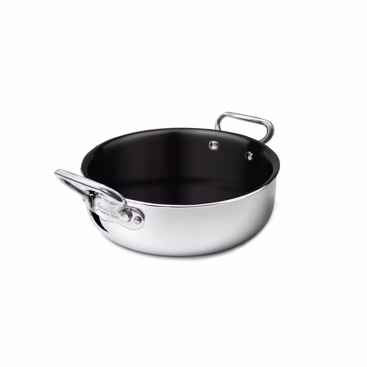 Tegame-Rondò in Alu-Inox 1907 3ply antiaderente PFAS Free, con due maniglie, diam. 32cm