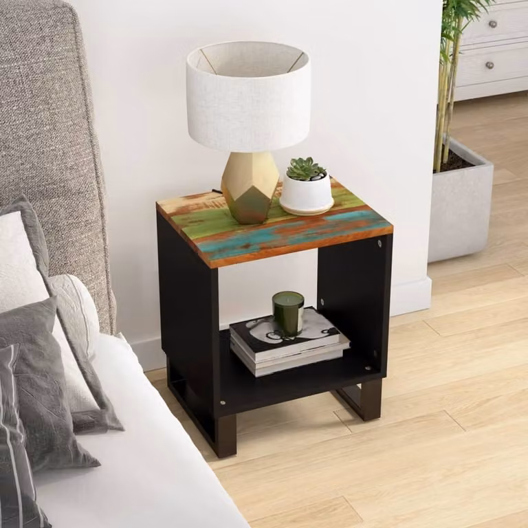Maison Exclusive - Tavolino 40x31x46 cm, realizzato in legno massello e legno ingegnerizzato, con finitura in legno di recupero