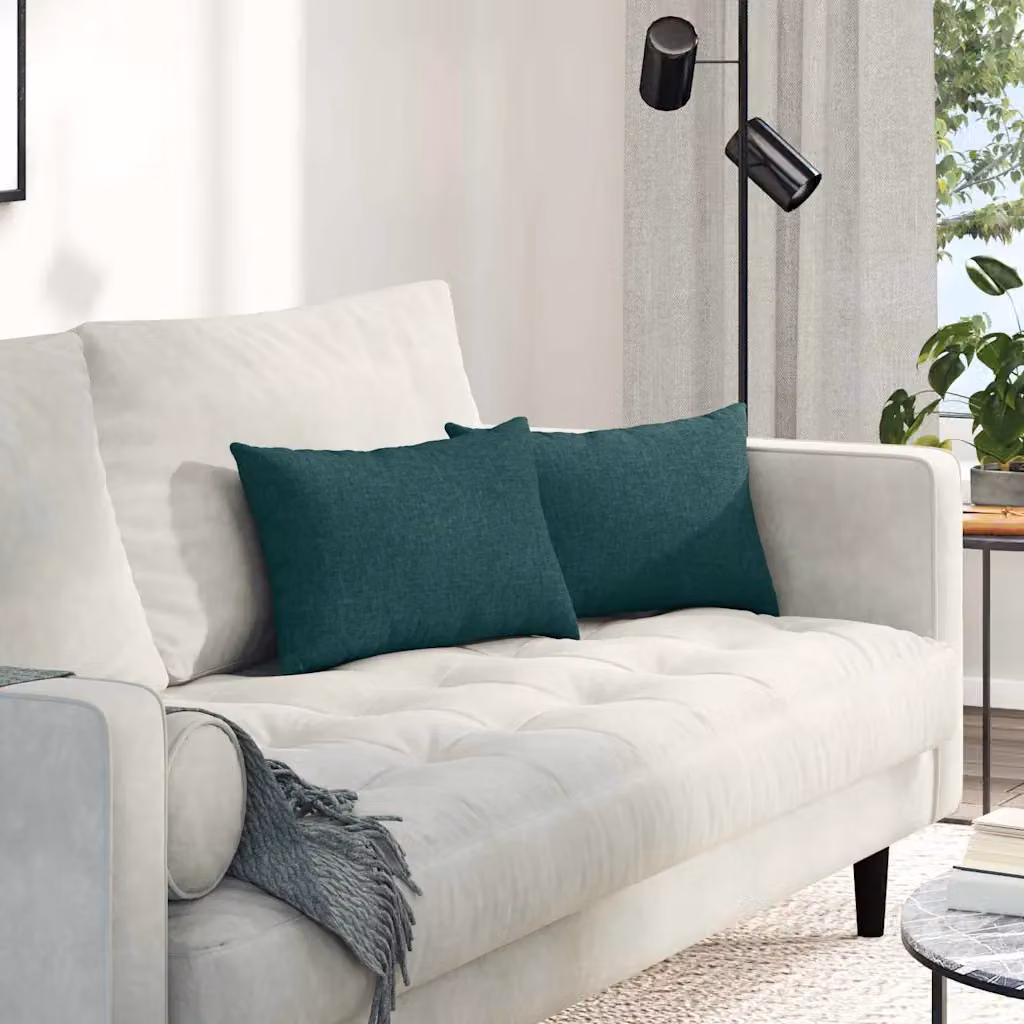 Set di 2 cuscini da divano vidaXL in tessuto verde con fodera rimovibile, L 50 cm x P 30 cm