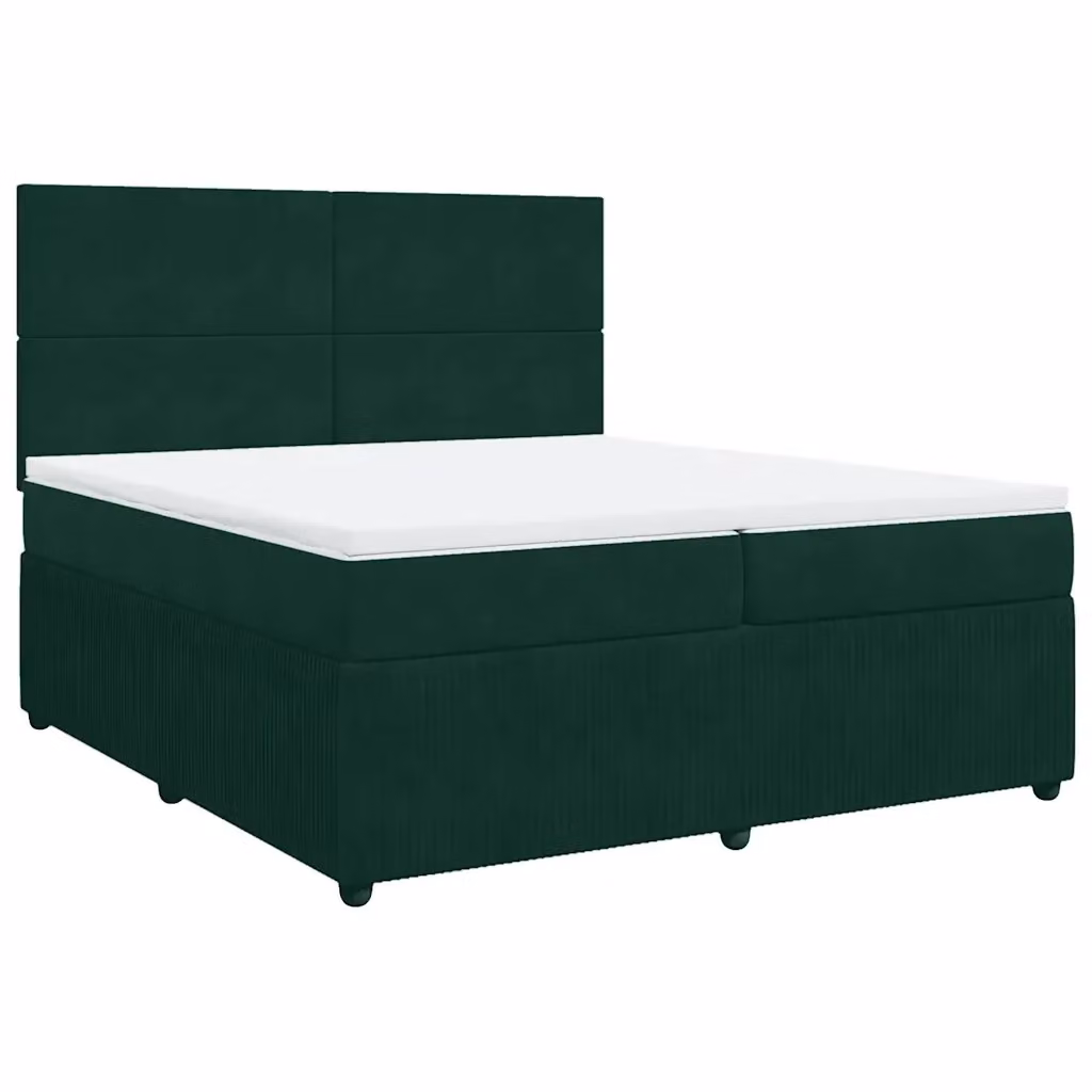 Letto Ibrido con Giroletto a Molle e Materasso vidaXL in Velluto Verde Scuro e Bianco L/P: 200 x 200 cm – 2