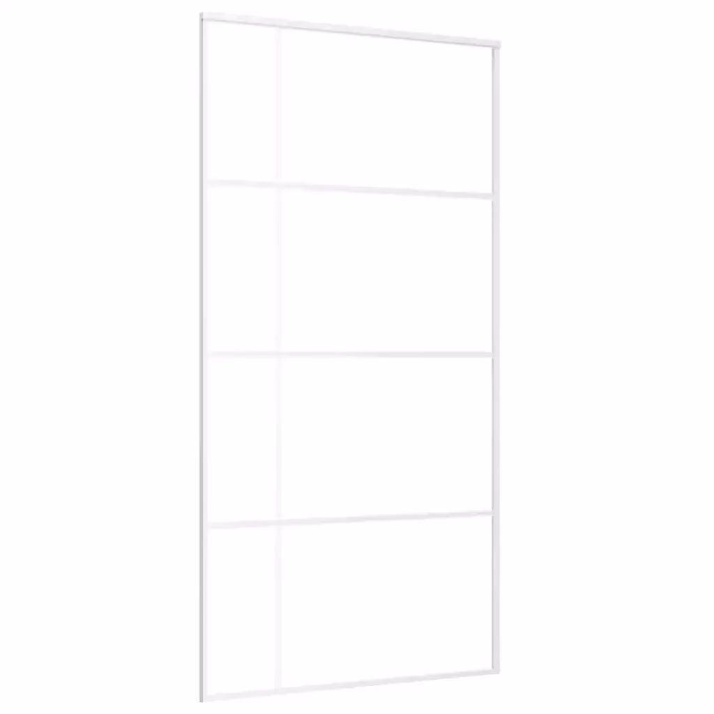 Porta Scorrevole Moderna vidaXL in Vetro e Alluminio Bianca L: 102,5 cm, H: 205 cm – 2
