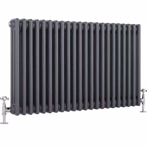 Radiatore Orizzontale Antracite in Stile Ghisa - 600 x 1010 x 100mm - 1255W - Regent