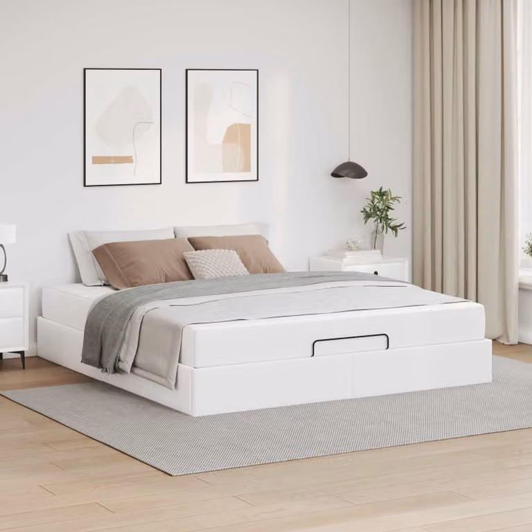 Set letto vidaXL con materasso in schiuma, colore bianco, L/P/H: 200 x 160 x 43,5 cm