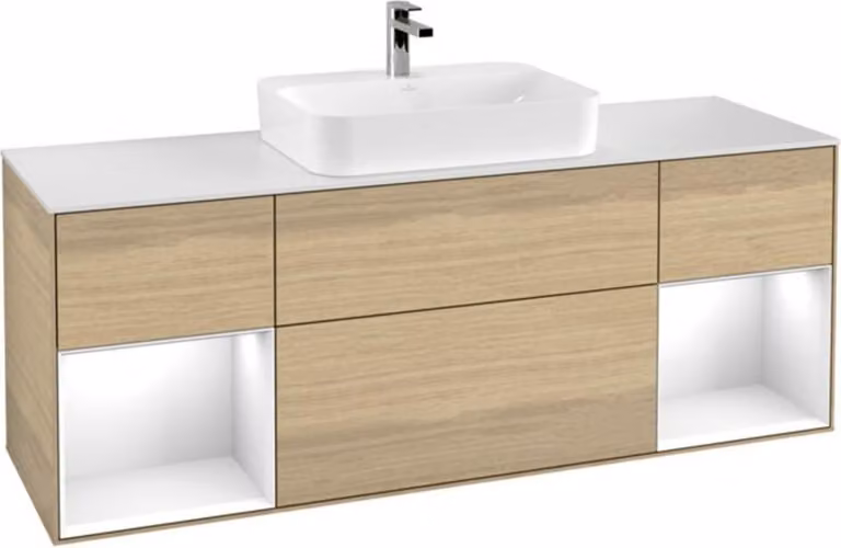 V&B illuminazione a parete del mobile Finion 160cm, Pl wh. w, Reg glo wh. Lac, Oa ven