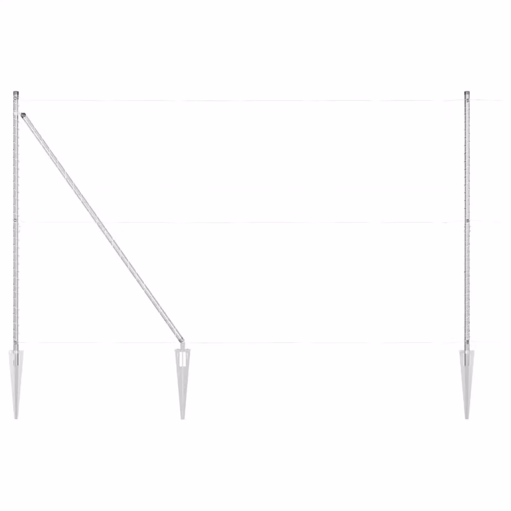 Set di 26 pali per recinzione con picchetto da terra vidaXL in acciaio zincato e plastica, colore argento o grigio, L/P/H: 3,2 x 3,2 x 225 cm – 2