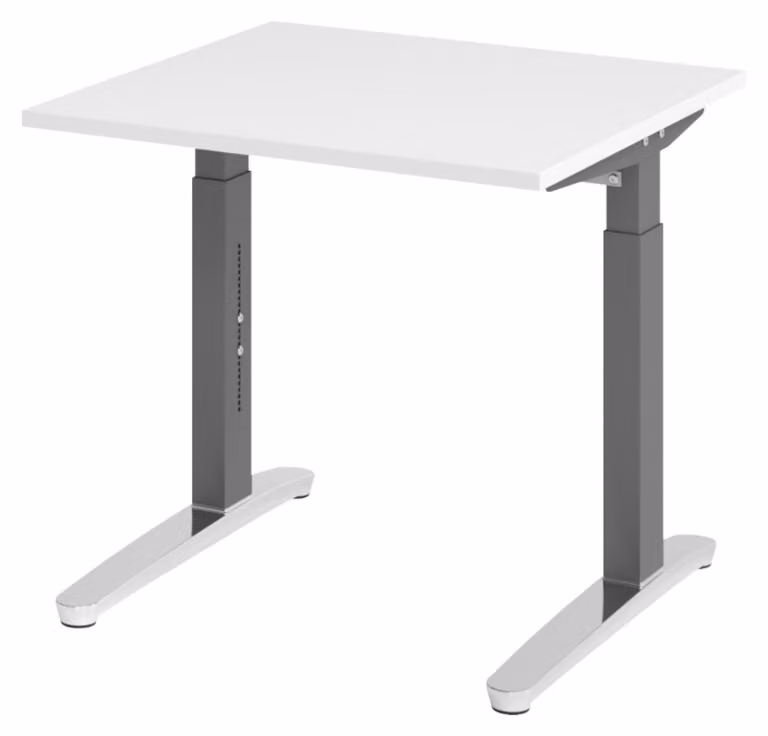 Scrivania bümö Serie XB - Decorazione: bianco, dimensioni: 80 x 80 cm, struttura: grafite/alluminio lucido