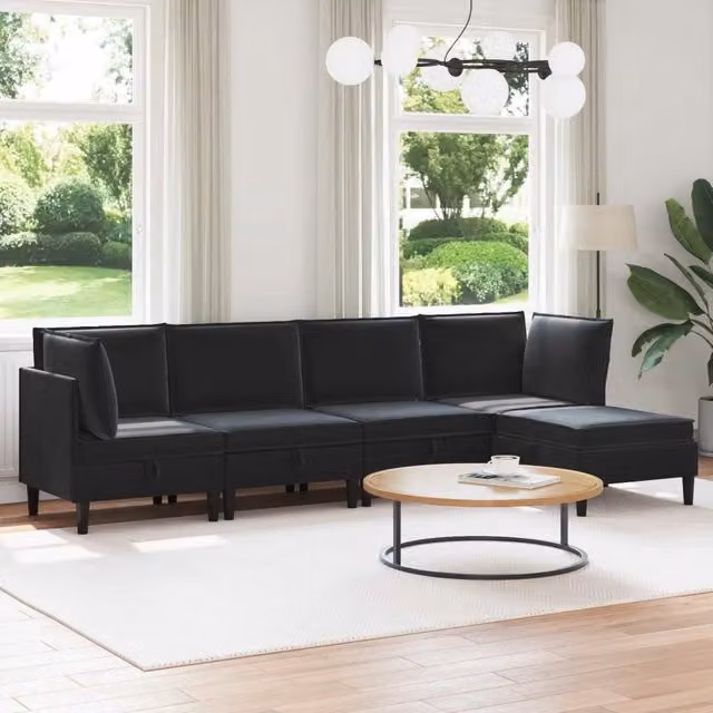 Set di mobili per il soggiorno 5 pz Nero Velluto 3413756