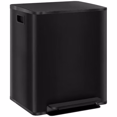HOMCOM 2x6,6 galloni bidone doppio coperchio soft-close inox nero