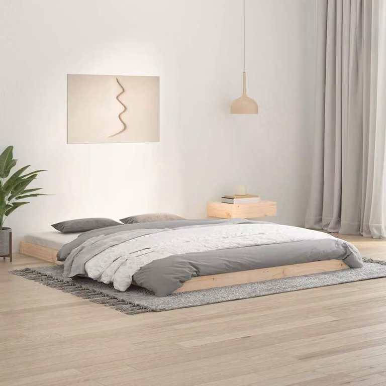 vidaXL Giroletto King in Legno Massello di Pino con Doghe Fisse, L/P: 150 x 200 cm