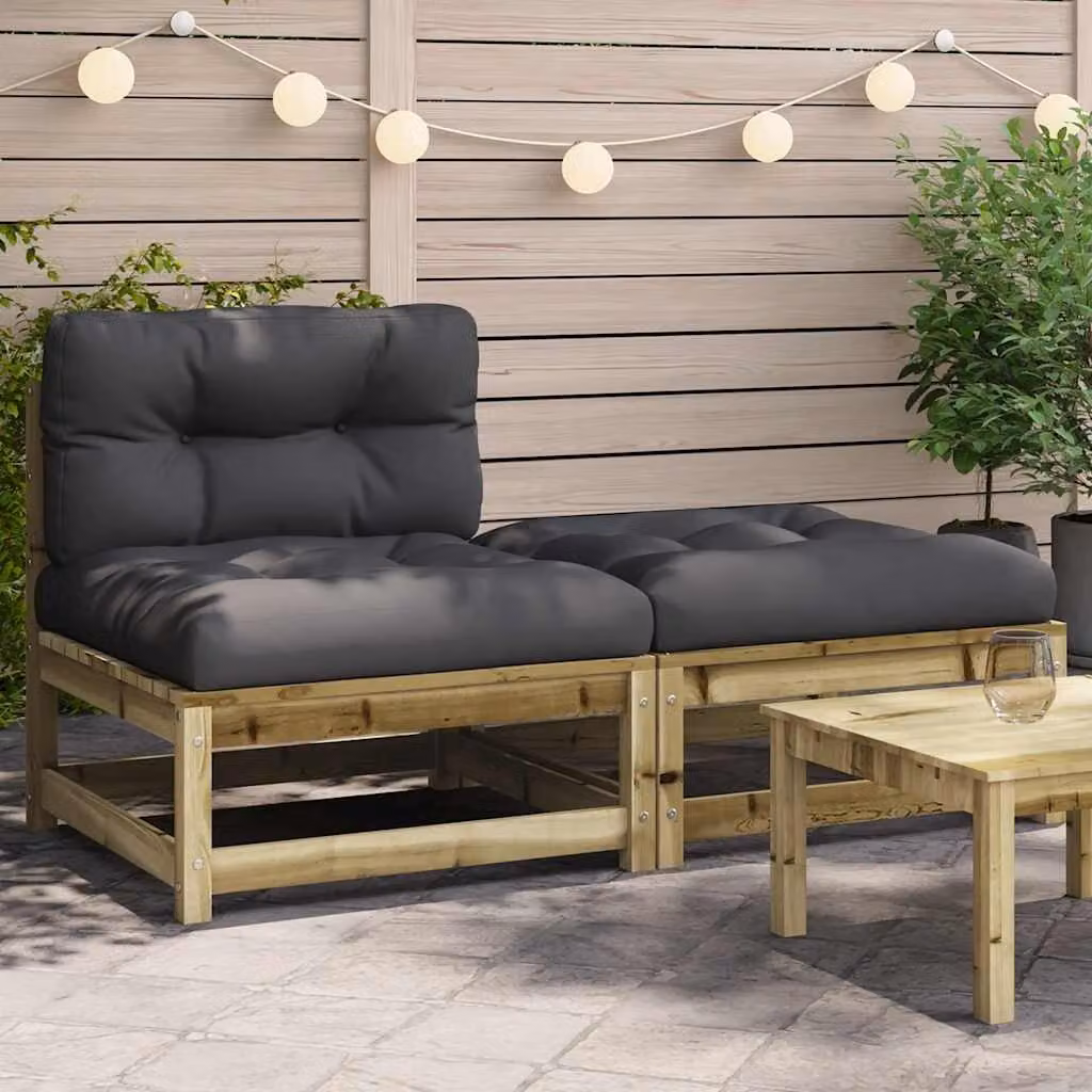 vidaXL Divano da Giardino in Legno di Pino Trattato con Cuscini in Schiuma e Poggiapiedi, Colori Antracite, Marrone o Grigio