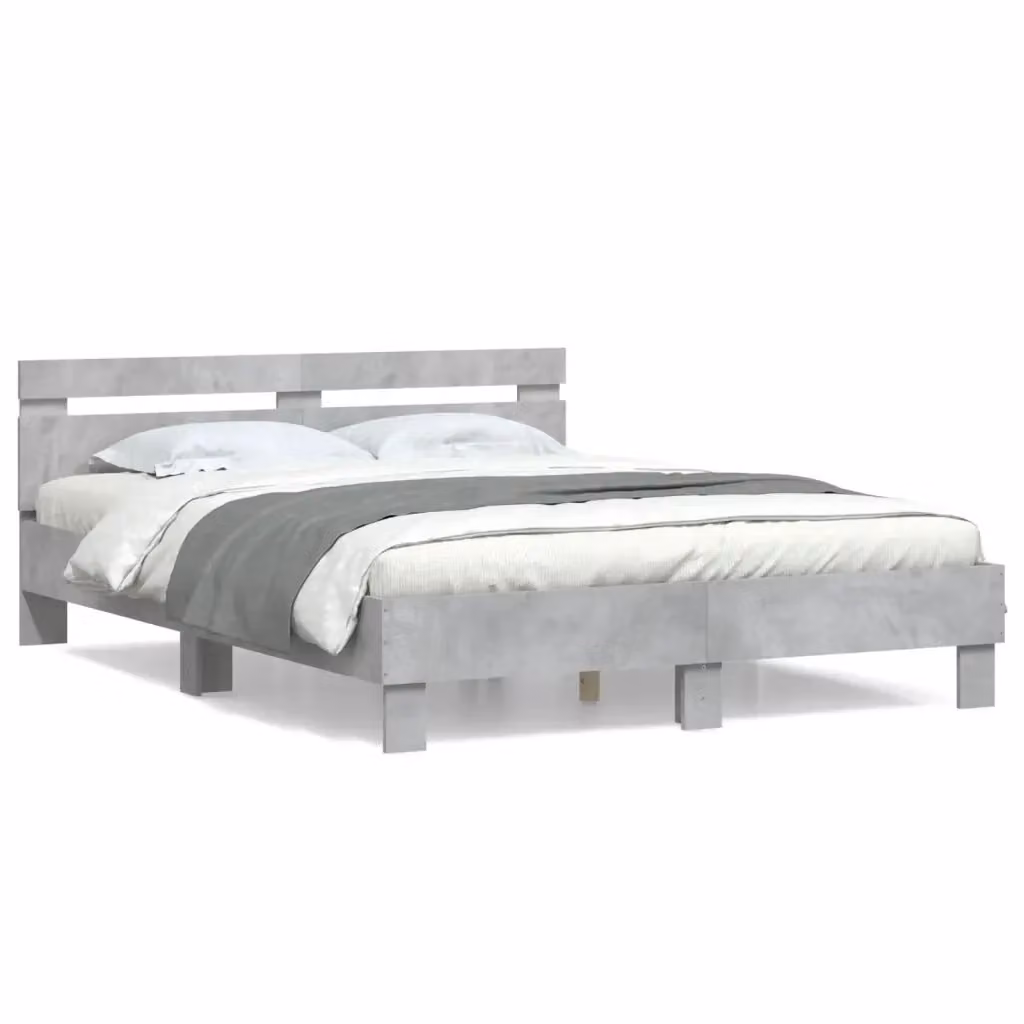 Letto Giroletto vidaXL Grigio con Testiera in Legno Multistrato L/P/H: 140 x 200 x 145 cm – 2