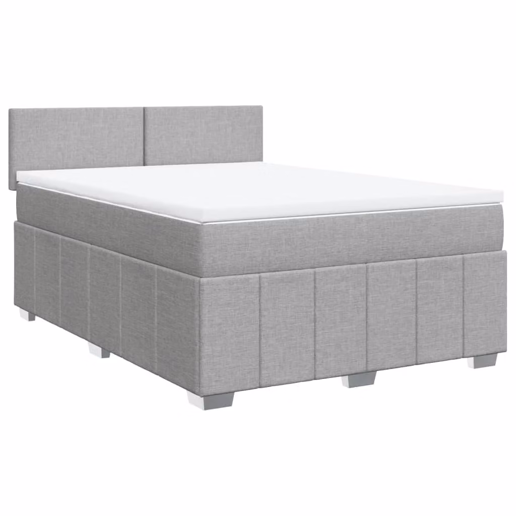 Giroletto a Molle con Materasso Grigio Chiaro 140x200cm Tessuto